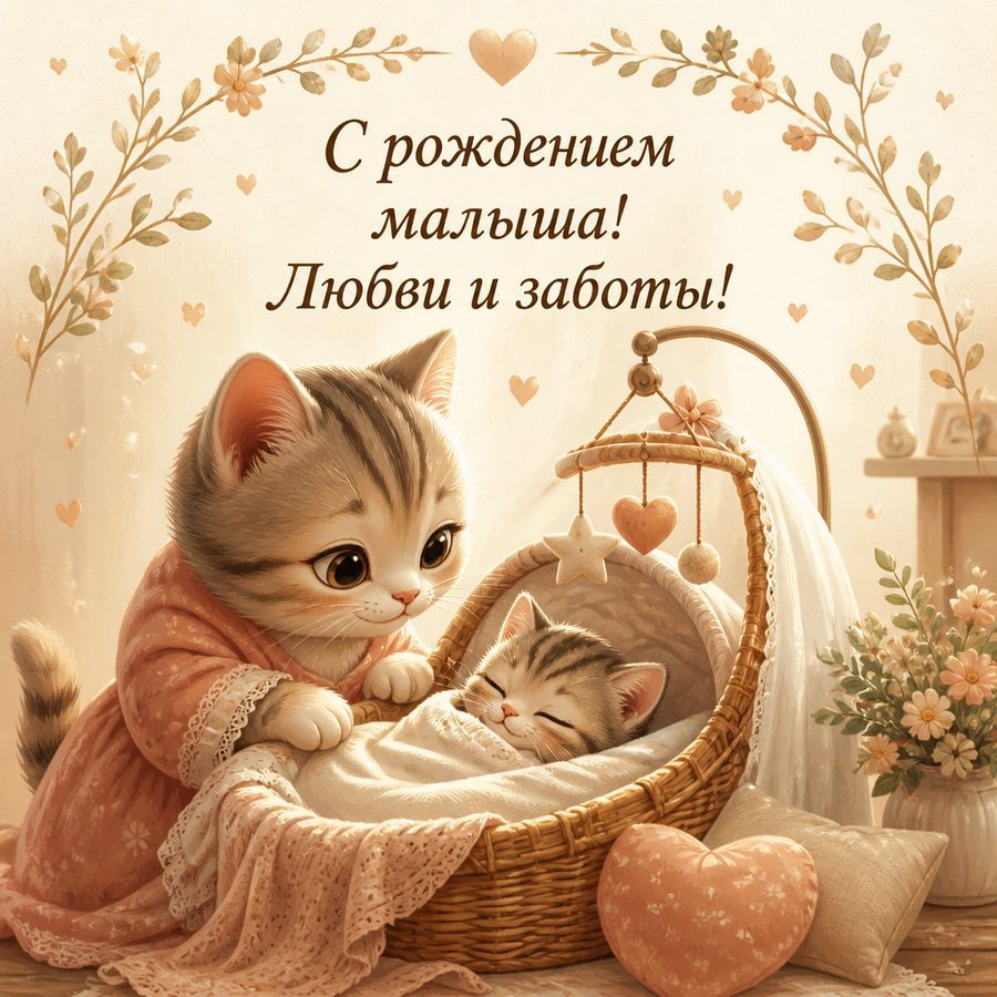 Открытка «Рождение ребёнка» от нейросети