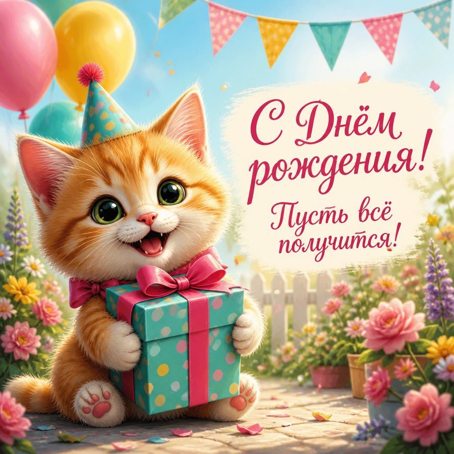 Открытка «День рождения» от нейросети