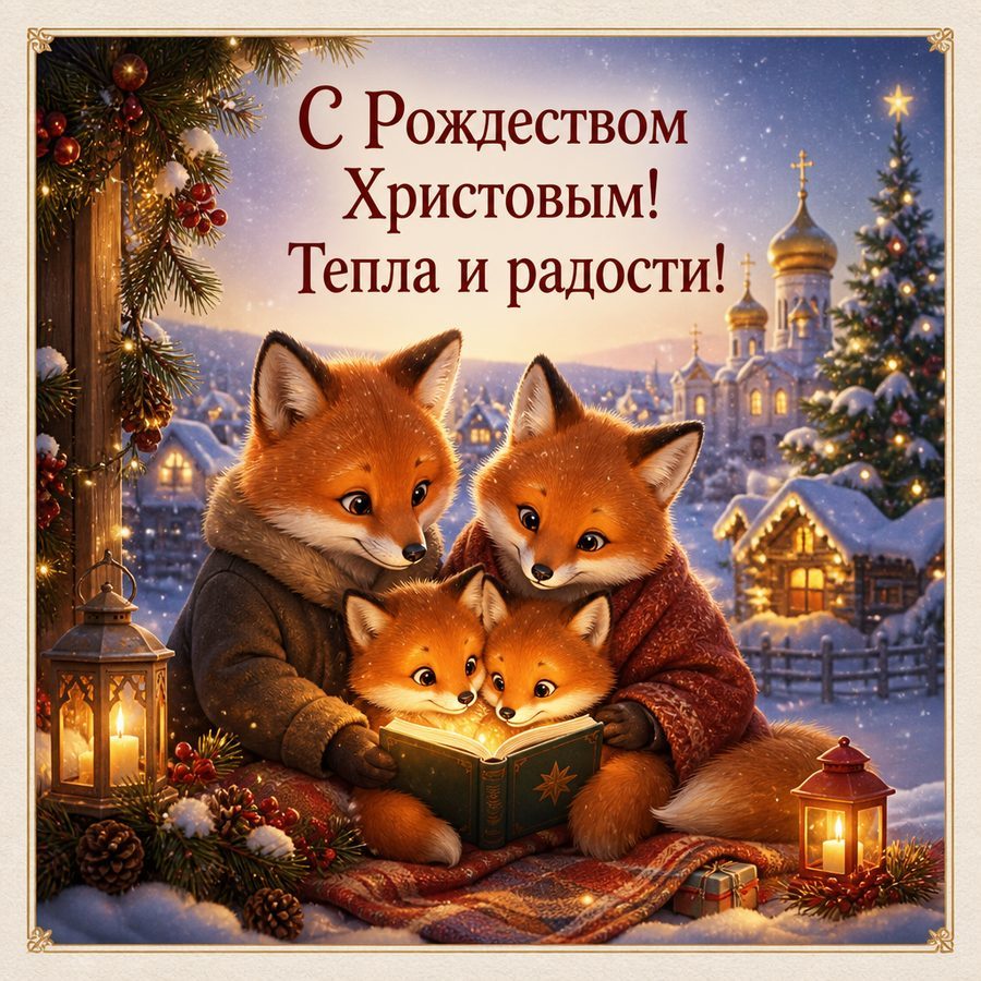 Открытка «Рождество» от нейросети