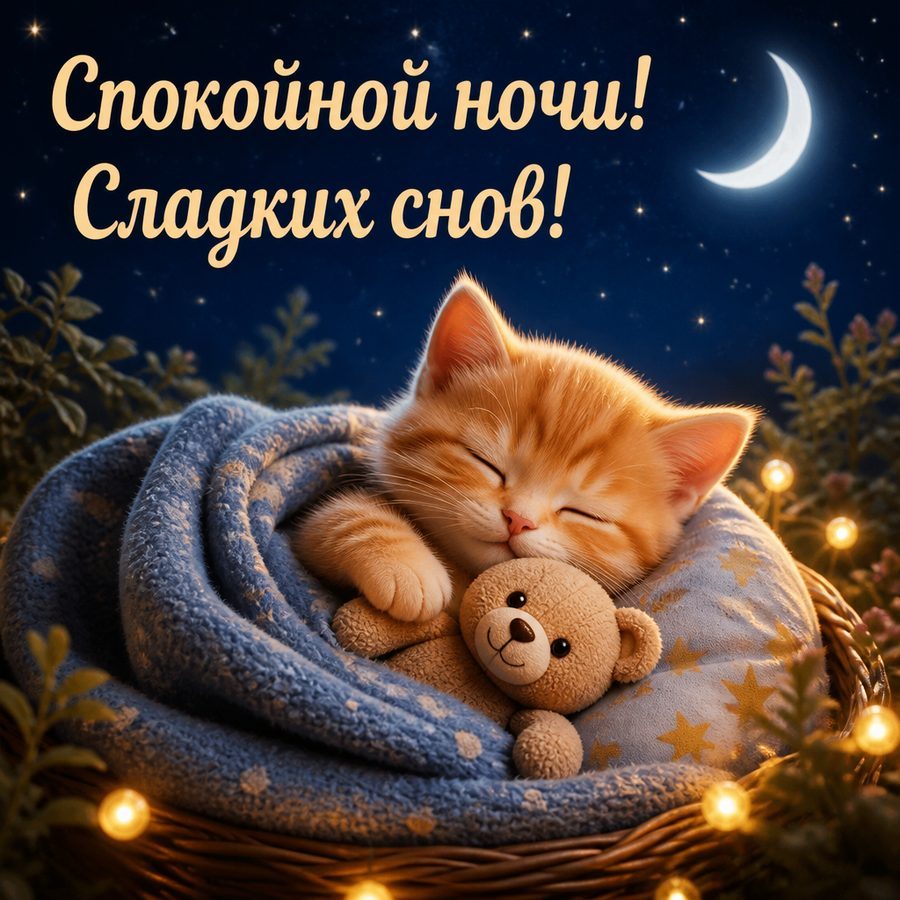 Открытка «Спокойной ночи» от нейросети