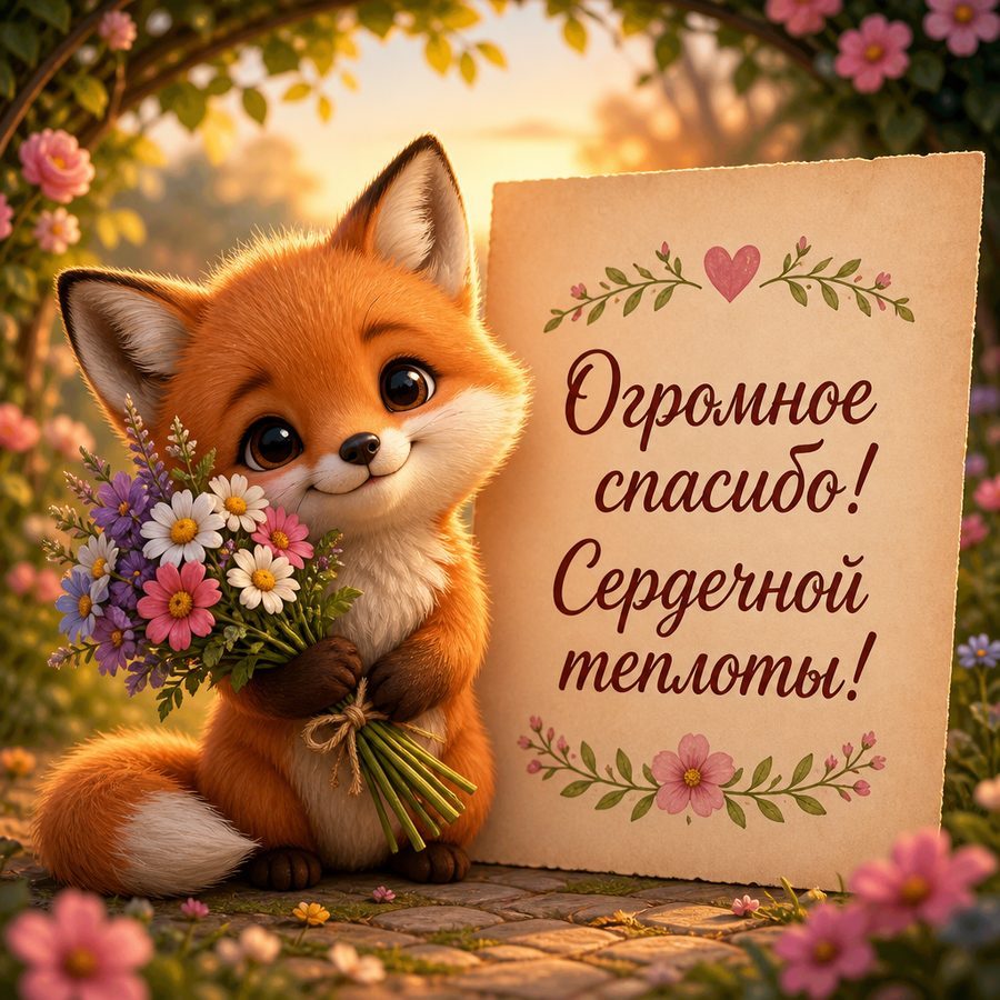 Открытка «Благодарность» от нейросети